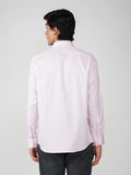 PinkChecks , 2.75 Inch English Spread Semi, Single cuff, 2 horizontal buttons rounded front